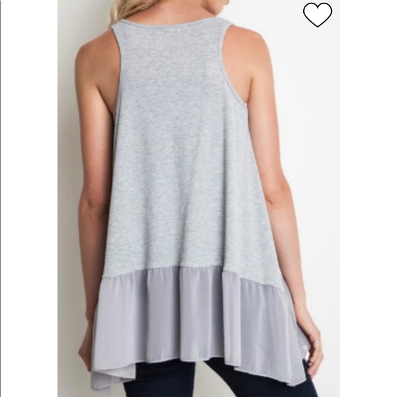 Grey Ruffle Tank Top - Picture 2 of 8